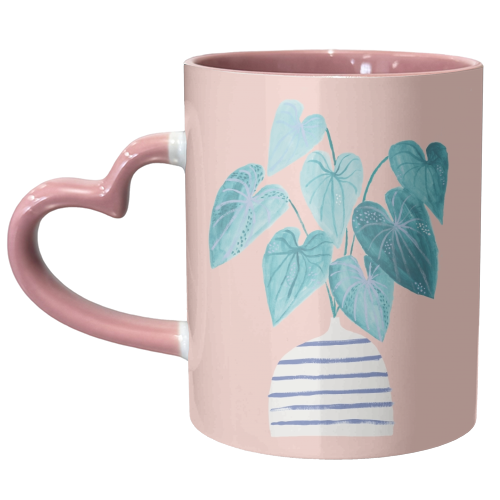 Minimal painted houseplant - unique mug by lauradidthis