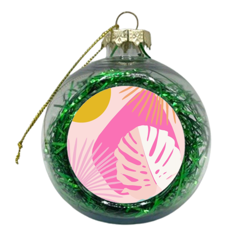 Minimal Yin Yang Monstera Fan Palm Summer Finesse #1 #tropical #decor #art - xmas bauble by Anita Bella Jantz