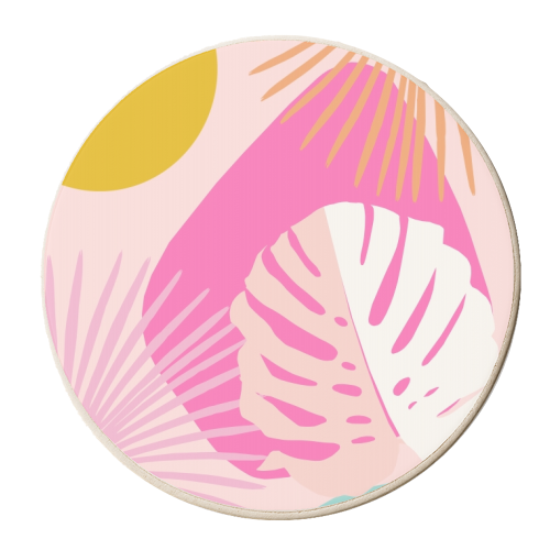 Minimal Yin Yang Monstera Fan Palm Summer Finesse #1 #tropical #decor #art - personalised beer coaster by Anita Bella Jantz