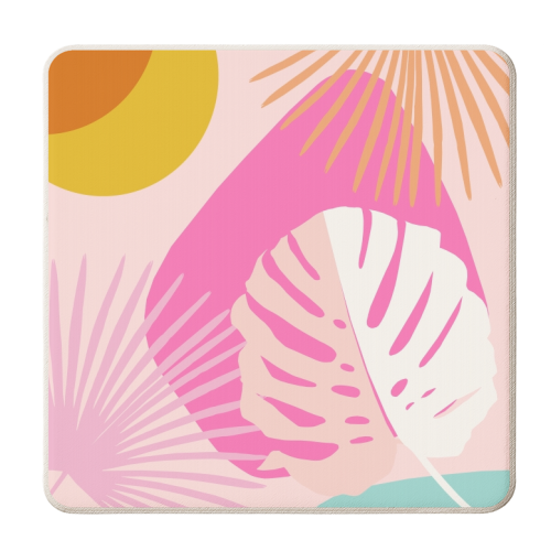 Minimal Yin Yang Monstera Fan Palm Summer Finesse #1 #tropical #decor #art - personalised beer coaster by Anita Bella Jantz