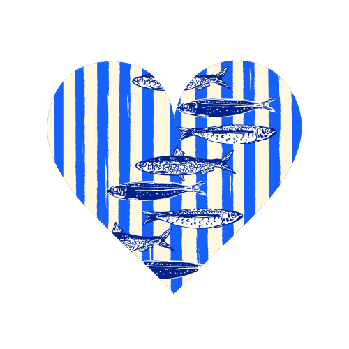 Minimalist Sardines on Blue Stripes - Magnet by EZbie