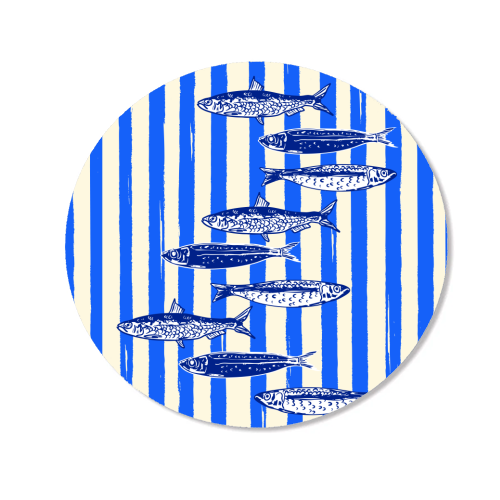 Minimalist Sardines on Blue Stripes - Magnet by EZbie