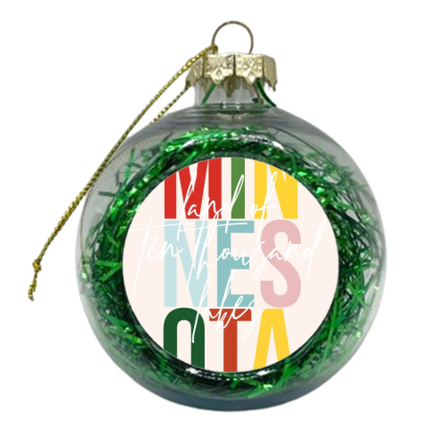Minnesota "Land of Ten Thousand Lakes" Color State - xmas bauble by Toni Scott