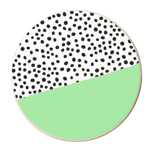 Mint Dalmatian print | green abstract print - personalised beer coaster by The 13 Prints