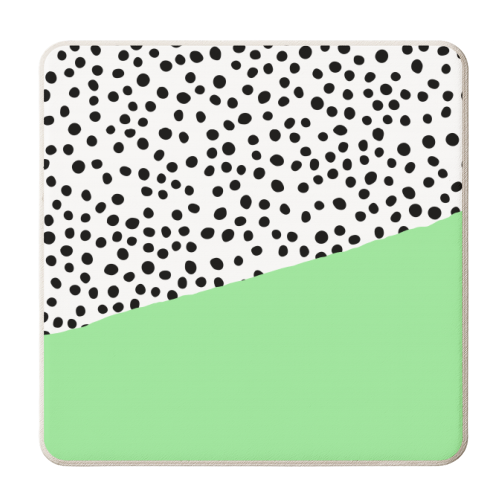Mint Dalmatian print | green abstract print - personalised beer coaster by The 13 Prints
