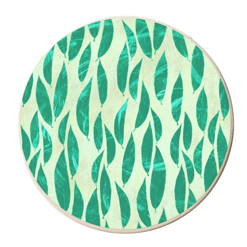 Mint Leaves pattern - personalised beer coaster by DejaReve