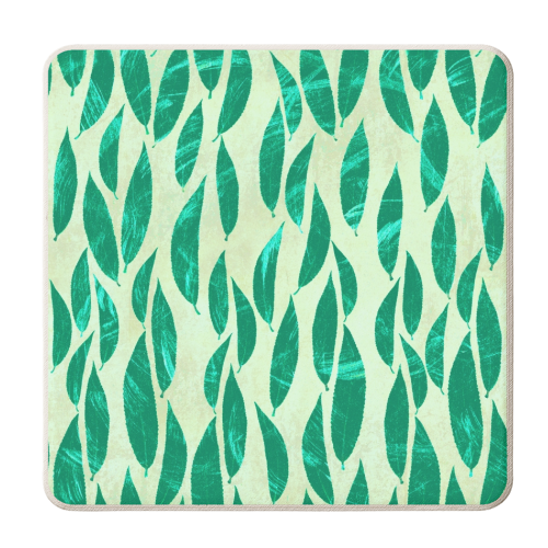 Mint Leaves pattern - personalised beer coaster by DejaReve