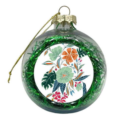 Minty + Rust Floral - xmas bauble by Uma Prabhakar Gokhale