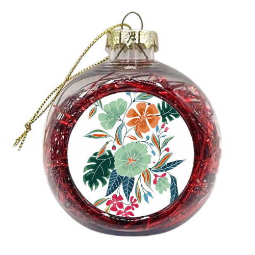 Minty + Rust Floral - xmas bauble by Uma Prabhakar Gokhale