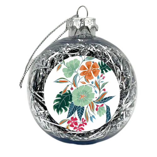 Minty + Rust Floral - xmas bauble by Uma Prabhakar Gokhale