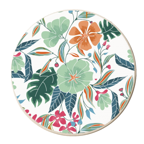 Minty + Rust Floral - personalised beer coaster by Uma Prabhakar Gokhale