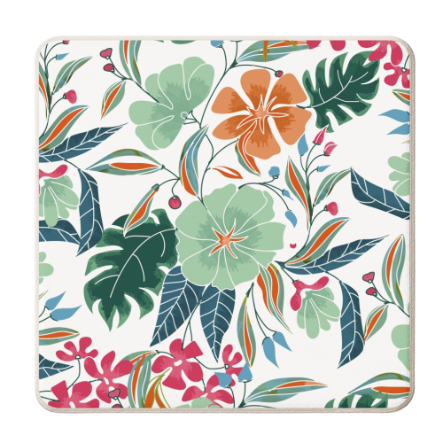 Minty + Rust Floral - personalised beer coaster by Uma Prabhakar Gokhale