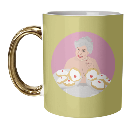 Miriam Margoyles Baps Out - unique mug by Laura Lonsdale
