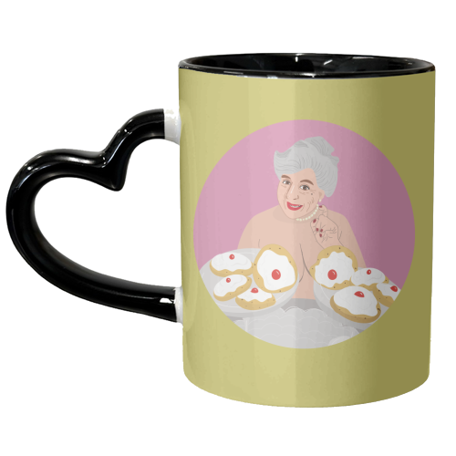 Miriam Margoyles Baps Out - unique mug by Laura Lonsdale