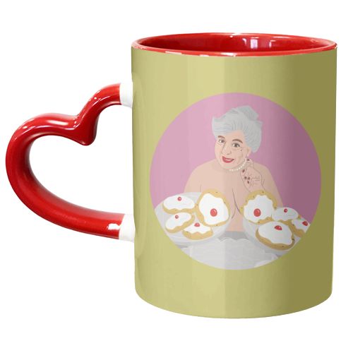 Miriam Margoyles Baps Out - unique mug by Laura Lonsdale