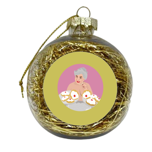 Miriam Margoyles Baps Out - xmas bauble by Laura Lonsdale