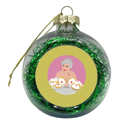Miriam Margoyles Baps Out - xmas bauble by Laura Lonsdale