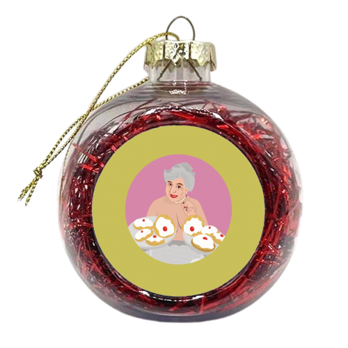 Miriam Margoyles Baps Out - xmas bauble by Laura Lonsdale