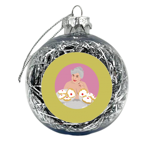 Miriam Margoyles Baps Out - xmas bauble by Laura Lonsdale