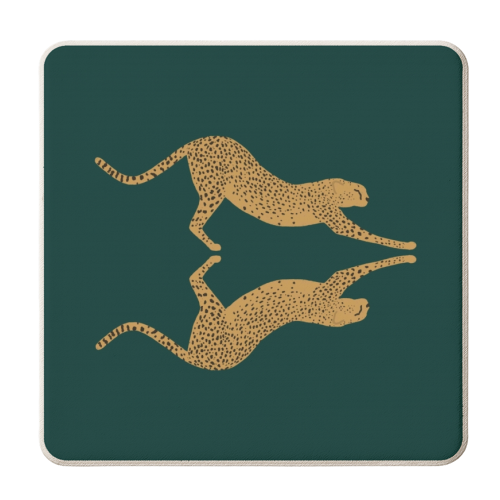 Mirrored Cheetahs - personalised beer coaster by Ella Seymour