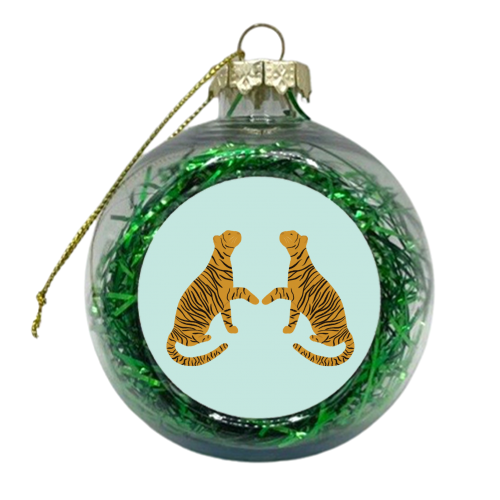 Mirrored Tigers - xmas bauble by Ella Seymour