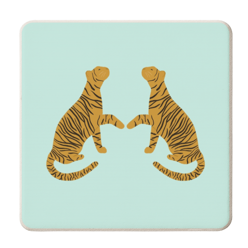 Mirrored Tigers - personalised beer coaster by Ella Seymour