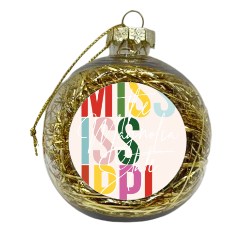 Mississippi "The Magnolia State" Color State - xmas bauble by Toni Scott
