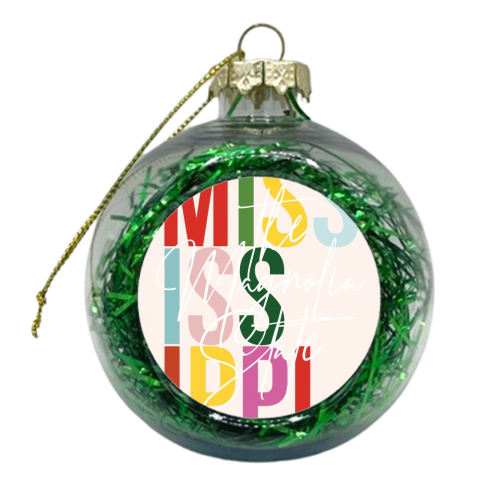 Mississippi "The Magnolia State" Color State - xmas bauble by Toni Scott