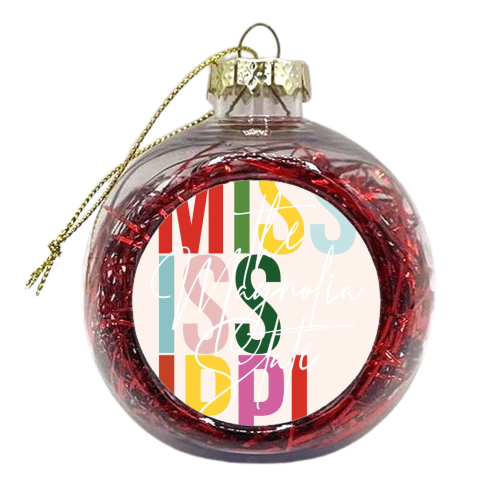 Mississippi "The Magnolia State" Color State - xmas bauble by Toni Scott