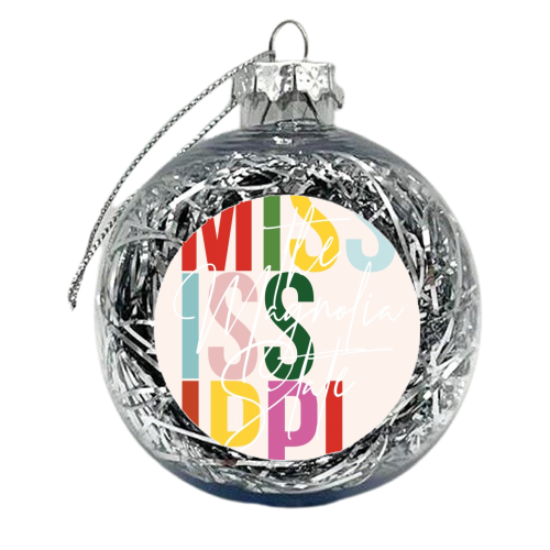 Mississippi "The Magnolia State" Color State - xmas bauble by Toni Scott