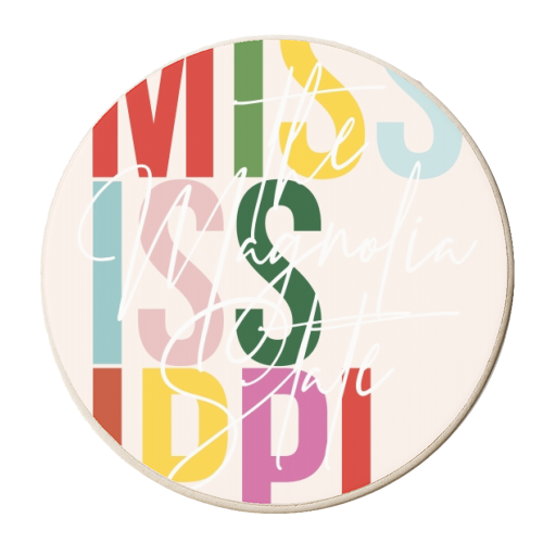 Mississippi "The Magnolia State" Color State - personalised beer coaster by Toni Scott