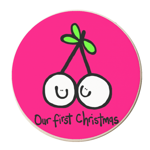 Mistletoe Kisses - personalised beer coaster by Emma Donovan