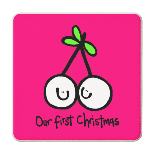 Mistletoe Kisses - personalised beer coaster by Emma Donovan