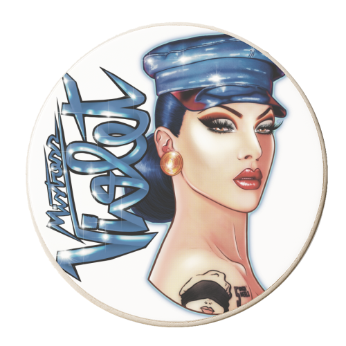 Mistress Violet - personalised beer coaster by ARTECCO