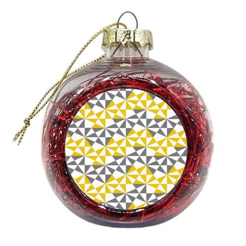 Modern Geometric Angular Pattern - xmas bauble by Phyllis Braham