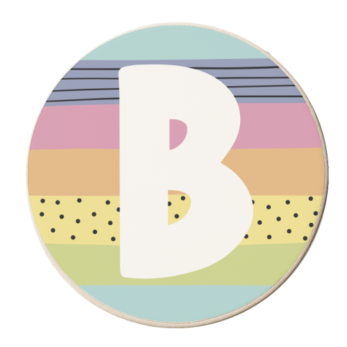 Modern Rainbow Initial B - personalised beer coaster by Giddy Kipper