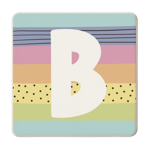 Modern Rainbow Initial B - personalised beer coaster by Giddy Kipper