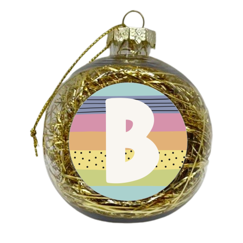 Modern Rainbow Initial B - xmas bauble by Giddy Kipper