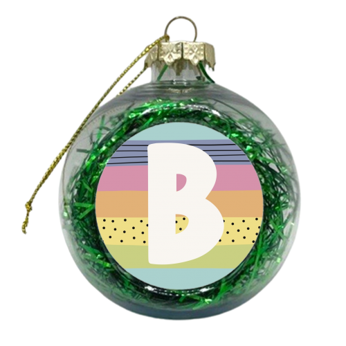 Modern Rainbow Initial B - xmas bauble by Giddy Kipper