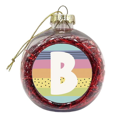 Modern Rainbow Initial B - xmas bauble by Giddy Kipper