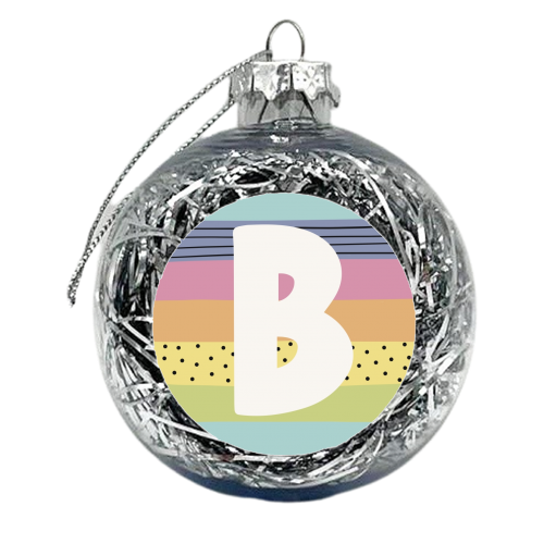 Modern Rainbow Initial B - xmas bauble by Giddy Kipper