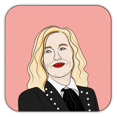 Moira Rose Portrait (coral version) - personalised beer coaster by Adam Regester