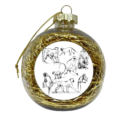 Monkey Green - xmas bauble by Louise Hubbard
