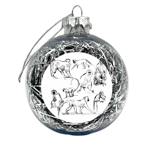 Monkey Green - xmas bauble by Louise Hubbard