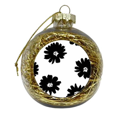 Monochrome Floral Oversized Pattern - xmas bauble by Dizzywonders