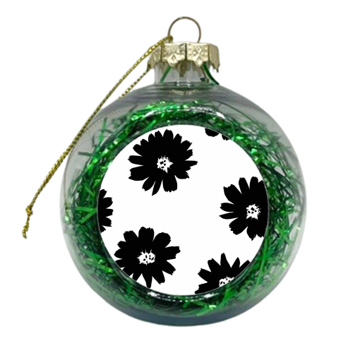 Monochrome Floral Oversized Pattern - xmas bauble by Dizzywonders