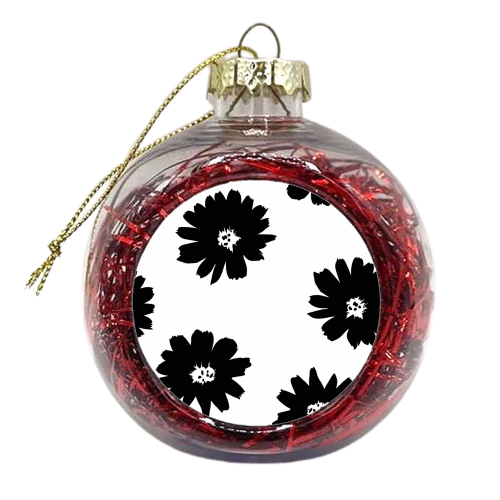 Monochrome Floral Oversized Pattern - xmas bauble by Dizzywonders