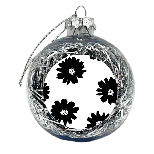 Monochrome Floral Oversized Pattern - xmas bauble by Dizzywonders