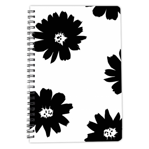 Monochrome Floral Oversized Pattern - personalised A4, A5, A6 notebook by Dizzywonders