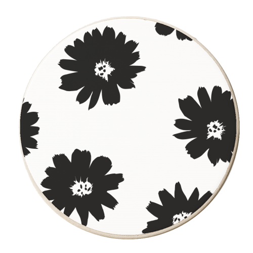 Monochrome Floral Oversized Pattern - personalised beer coaster by Dizzywonders